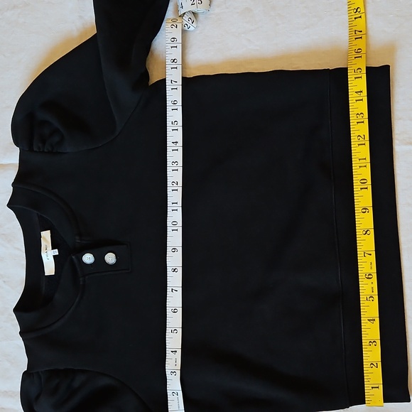 Frame Black Femme Henley Crop Sweatshirt Top Long Puffed Sleeve Size Xsmall - Picture 9 of 12